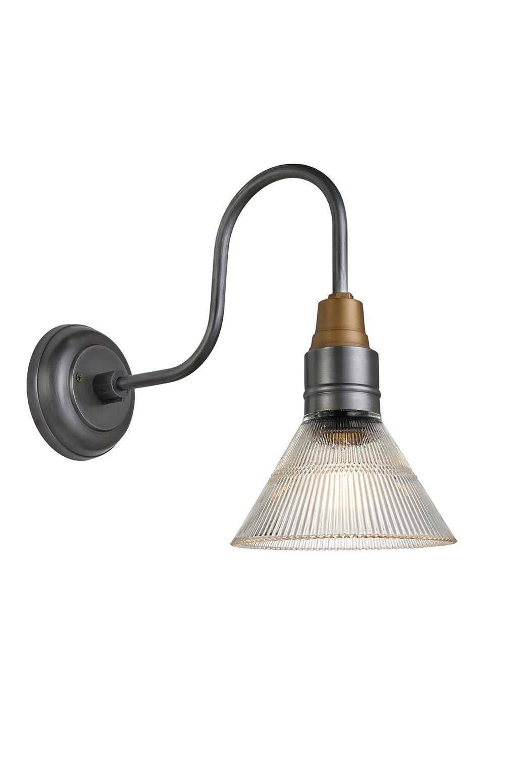 Swan Neck Glass Funnel Wall Light, 7 Inch, Pewter